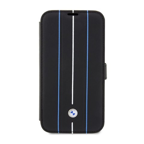 BMW Booktype Leather Stamp Blue Lines - Etui iPhone 14 Pro (czarny) BMW Booktype Leather Stamp Blue Lines - Etui iPhone 14 Pro (czarny)