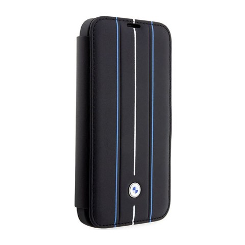 BMW Booktype Leather Stamp Blue Lines - Etui iPhone 14 Pro (czarny) BMW Booktype Leather Stamp Blue Lines - Etui iPhone 14 Pro (czarny)