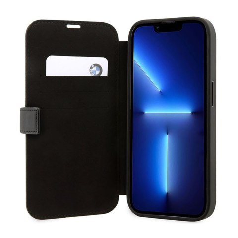 BMW Booktype Leather Stamp Blue Lines - Etui iPhone 14 Pro (czarny) BMW Booktype Leather Stamp Blue Lines - Etui iPhone 14 Pro (czarny)