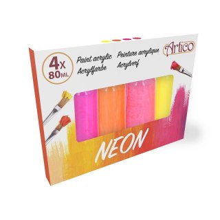 Artico - Zestaw farb neonowych akrylowych w tubkach 80 ml 4 kolory (Zestaw 2)