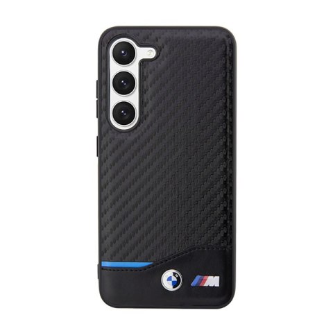 BMW Leather Carbon Blue Line - Etui Samsung Galaxy S23+ (czarny)