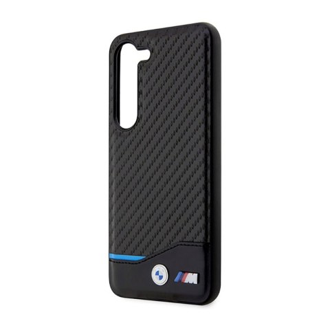 BMW Leather Carbon Blue Line - Etui Samsung Galaxy S23+ (czarny)