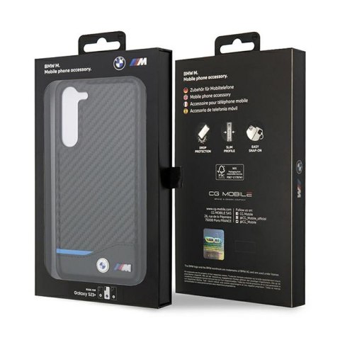 BMW Leather Carbon Blue Line - Etui Samsung Galaxy S23+ (czarny)