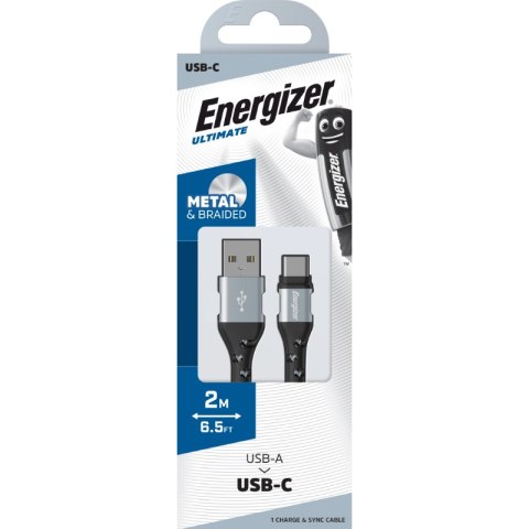 Energizer Ultimate - Kabel połączeniowy USB-A do USB-C 2m (Srebrny)