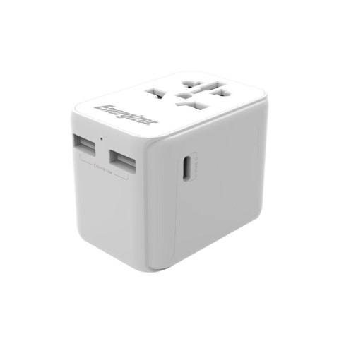 Energizer Ultimate - Ładowarka / Adapter podróżny EU / US / AU / UK + 2x USB-A & USB-C certyfikat MFi (Biały)