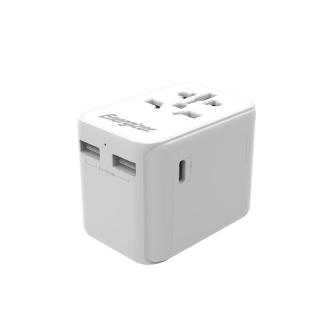 Energizer Ultimate - Ładowarka / Adapter podróżny EU / US / AU / UK + 2x USB-A & USB-C certyfikat MFi (Biały)