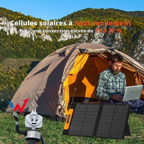 Wonder Ws60 - Panel słoneczny / Ładowarka solarna 60W z wyjściem USB-C PD 30W & USB-A QC 18W (Czarny)