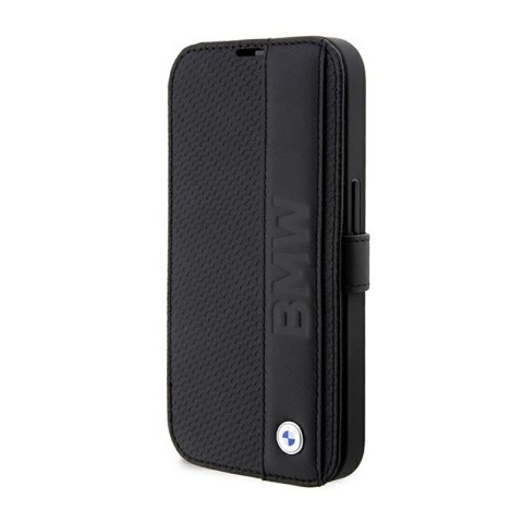 BMW Booktype Leather Textured & Stripe - Etui iPhone 14 Pro Max (czarny) BMW Booktype Leather Textured & Stripe - Etui iPhone 14 Pro Max (czarny)