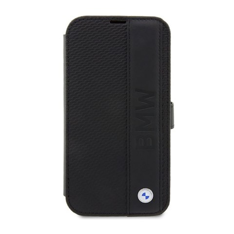 BMW Booktype Leather Textured & Stripe - Etui iPhone 14 Pro Max (czarny) BMW Booktype Leather Textured & Stripe - Etui iPhone 14 Pro Max (czarny)