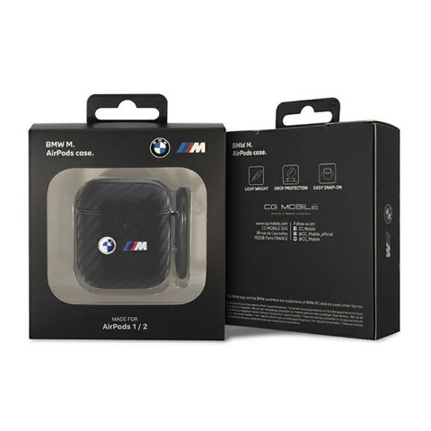 BMW Carbon Double Metal Logo - Etui AirPods 1/2 gen (Czarny)