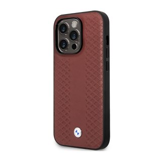 BMW Leather Diamond Pattern - Etui iPhone 14 Pro (burgundowy)