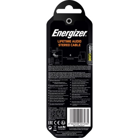 Energizer HardCase - Kabel audio jack 3,5 mm - Lightning certyfikat MFi 1.5m ROW (Biały) dożywotnia gwarancja