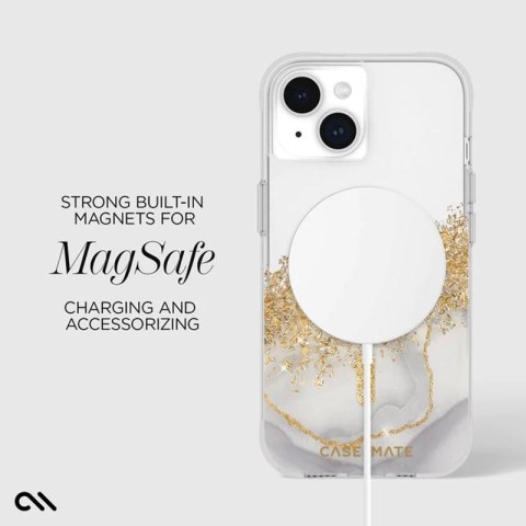 Case-Mate Karat MagSafe - Etui iPhone 15 / iPhone 14 / iPhone 13 zdobione złotem (Marble)