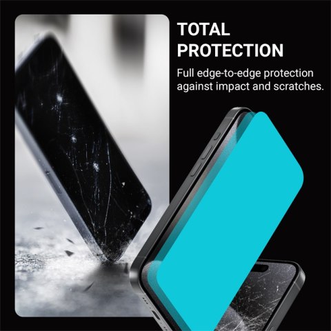 Crong Anti-Bacterial 3D Armour Glass - Szkło hartowane 9H na cały ekran iPhone 15 Pro Max + ramka instalacyjna