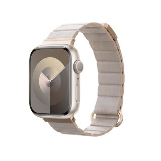 Crong Eclipse - Skórzany pasek magnetyczny Apple Watch 38/40/41/42mm (beżowy)