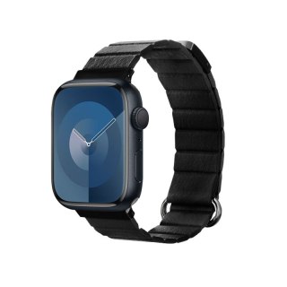 Crong Eclipse - Skórzany pasek magnetyczny Apple Watch 44/45/46/49 mm (czarny)