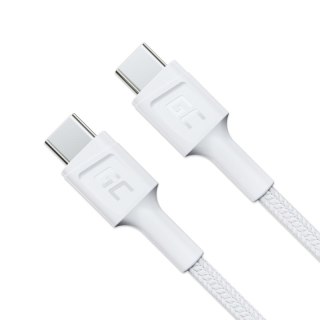 Green Cell PowerStream - Kabel Przewód USB-C - USB-C 200 cm Power Delivery 60W, QC 3.0 (biały)