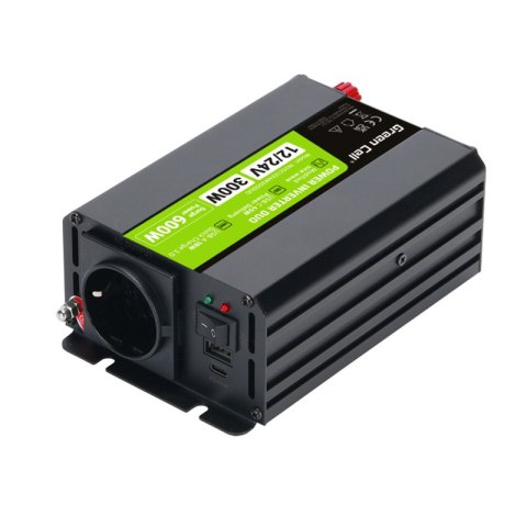 Green Cell - Przetwornica napięcia Inwerter DUO 12V/24V na 230V 300W/600W Modyfikowana sinusoida